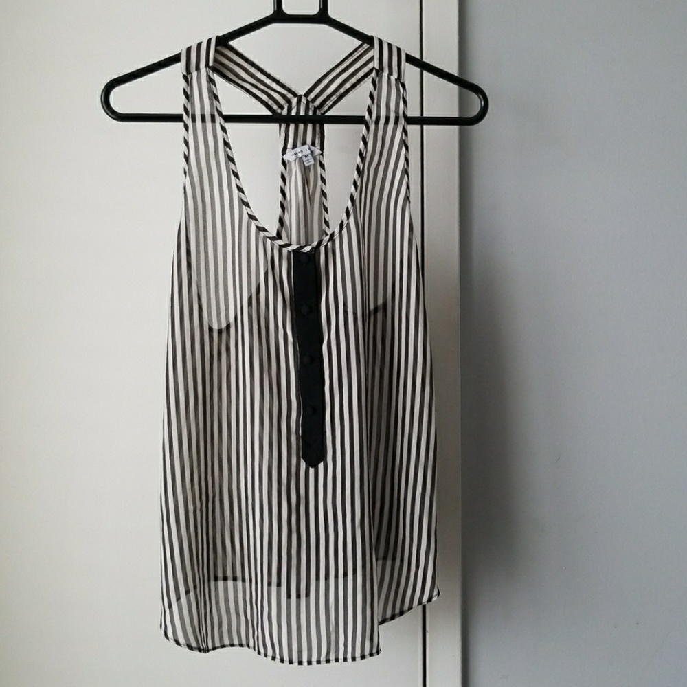 Naked zebra striped sheer tank